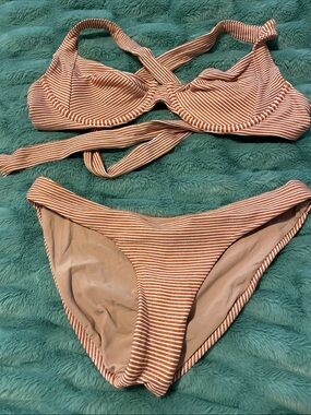 PQ Swim Rust and White Striped Women's Bikini